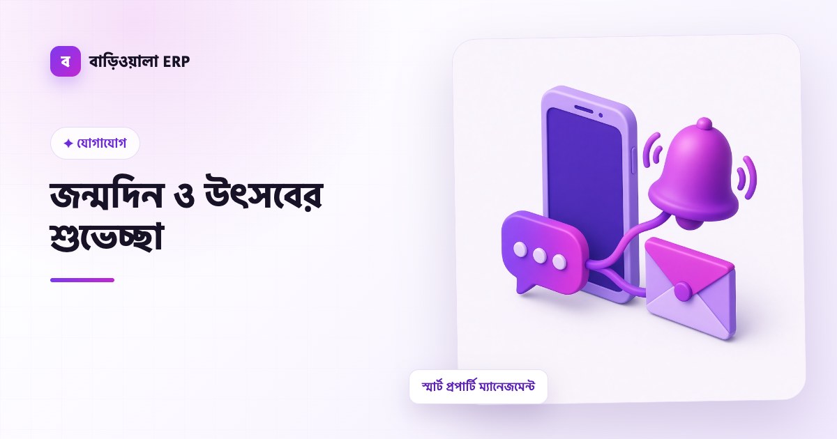 জন্মদিন ও উৎসবের শুভেচ্ছা ফিচারের ইলাস্ট্রেশন