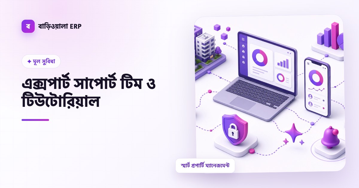 এক্সপার্ট সাপোর্ট টিম ও টিউটোরিয়াল ফিচারের ইলাস্ট্রেশন
