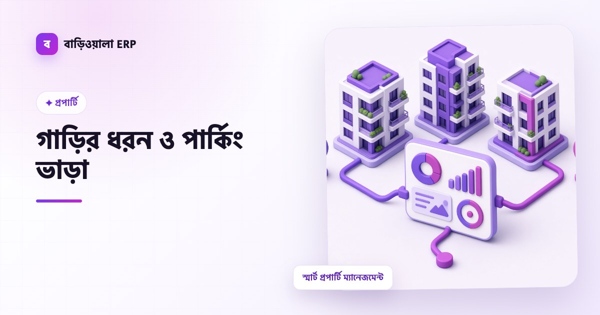গাড়ির ধরন ও পার্কিং ভাড়া ফিচারের ইলাস্ট্রেশন